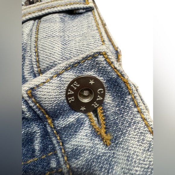 CARMAR Jean Shorts Size 25 Stone Wash Style Side Slits Y2K Bohemian Resortwear - Picture 7 of 11